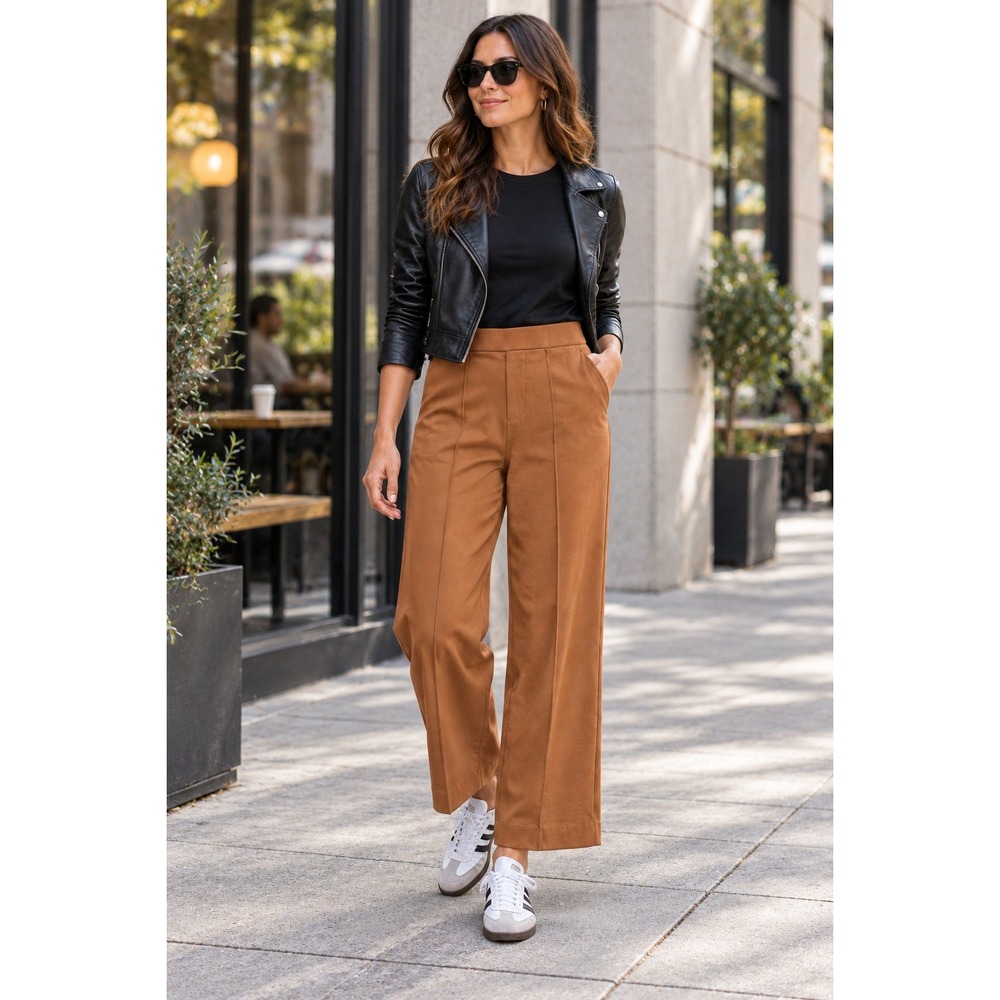 Liverpool Kayla Wide Leg Ponte Pants Work Trousers Camel Brown Minimalist Sz 10